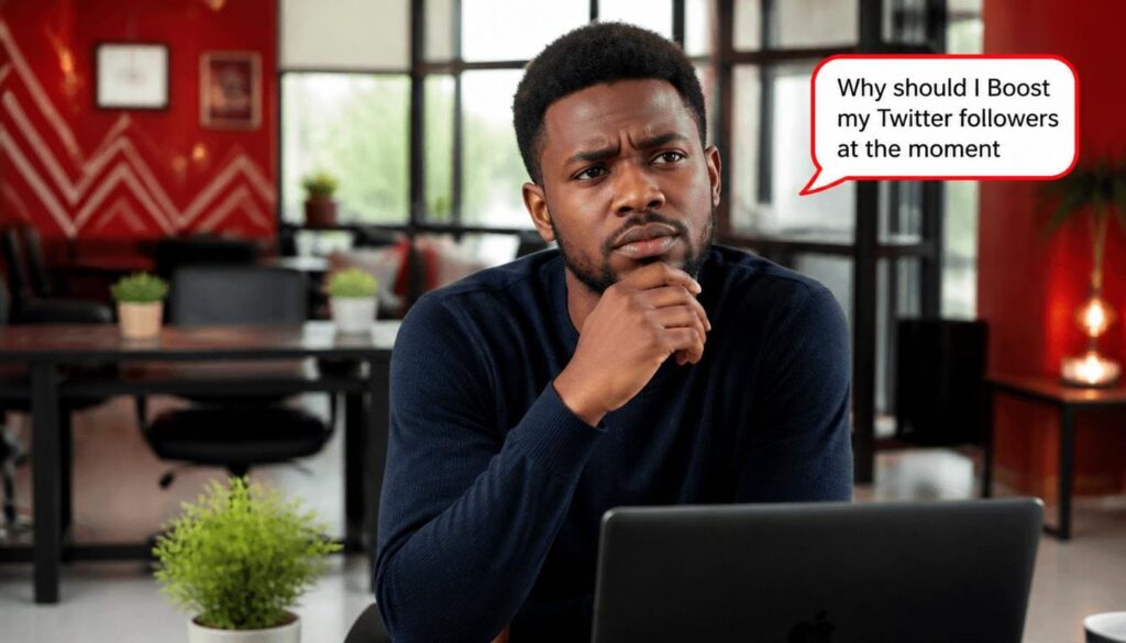 Excited young Nigerian entrepreneur celebrating social reach
