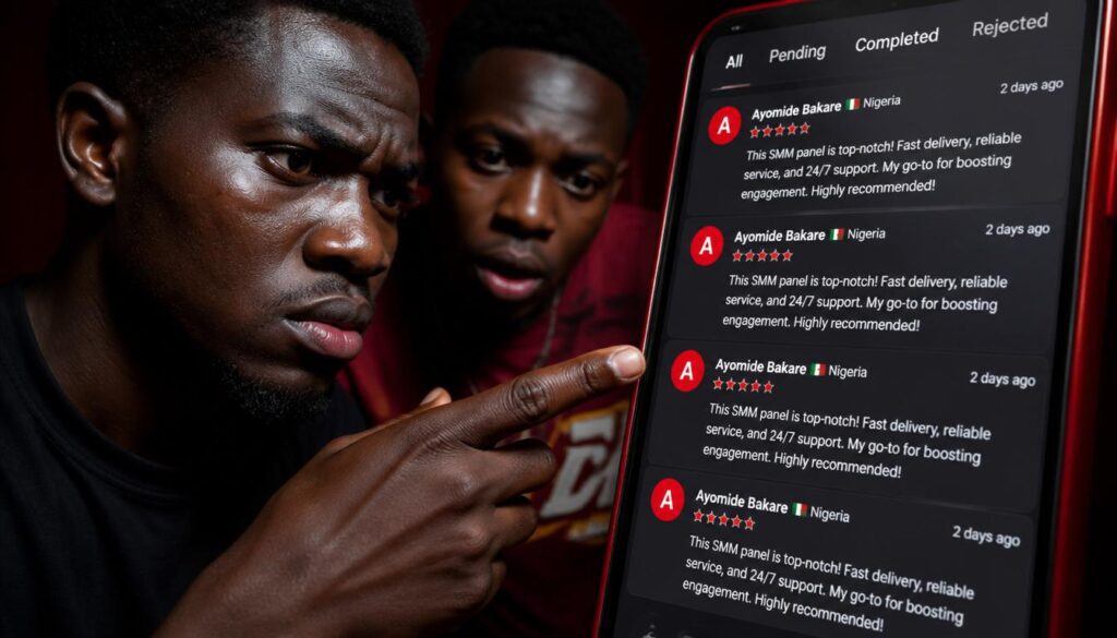 Screenshot of identical fake testimonials