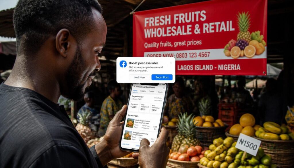 Nigerian small business owner growing Facebook page