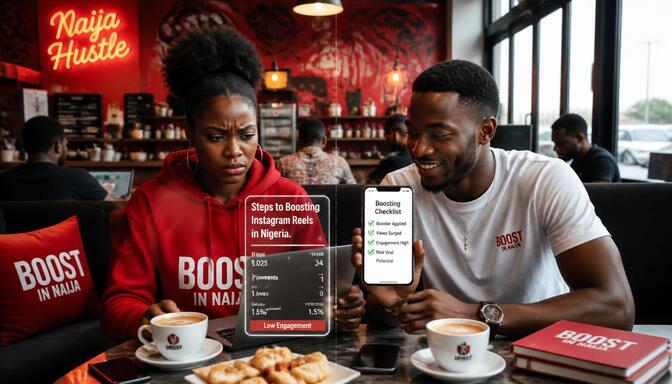 Friends in Lagos café sharing Reels