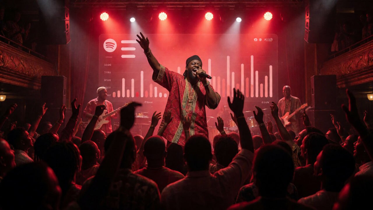 Afrobeat artiste performing live with Spotify Growth Services spotlight